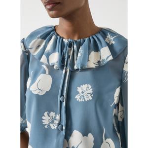 L.K. Bennett Rumi Frill Collar Block Print Blouse